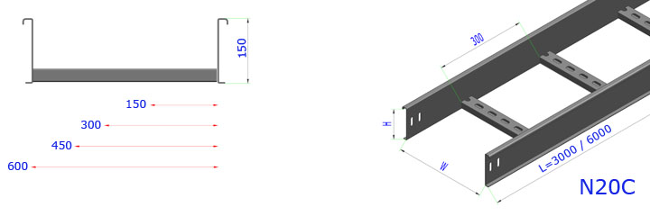 NEMA-20C-Steel-Cable-Ladder-H = 150-In-China